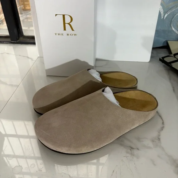 The Row Taupe Suede Slip-On Mules - Picture 1 of 5